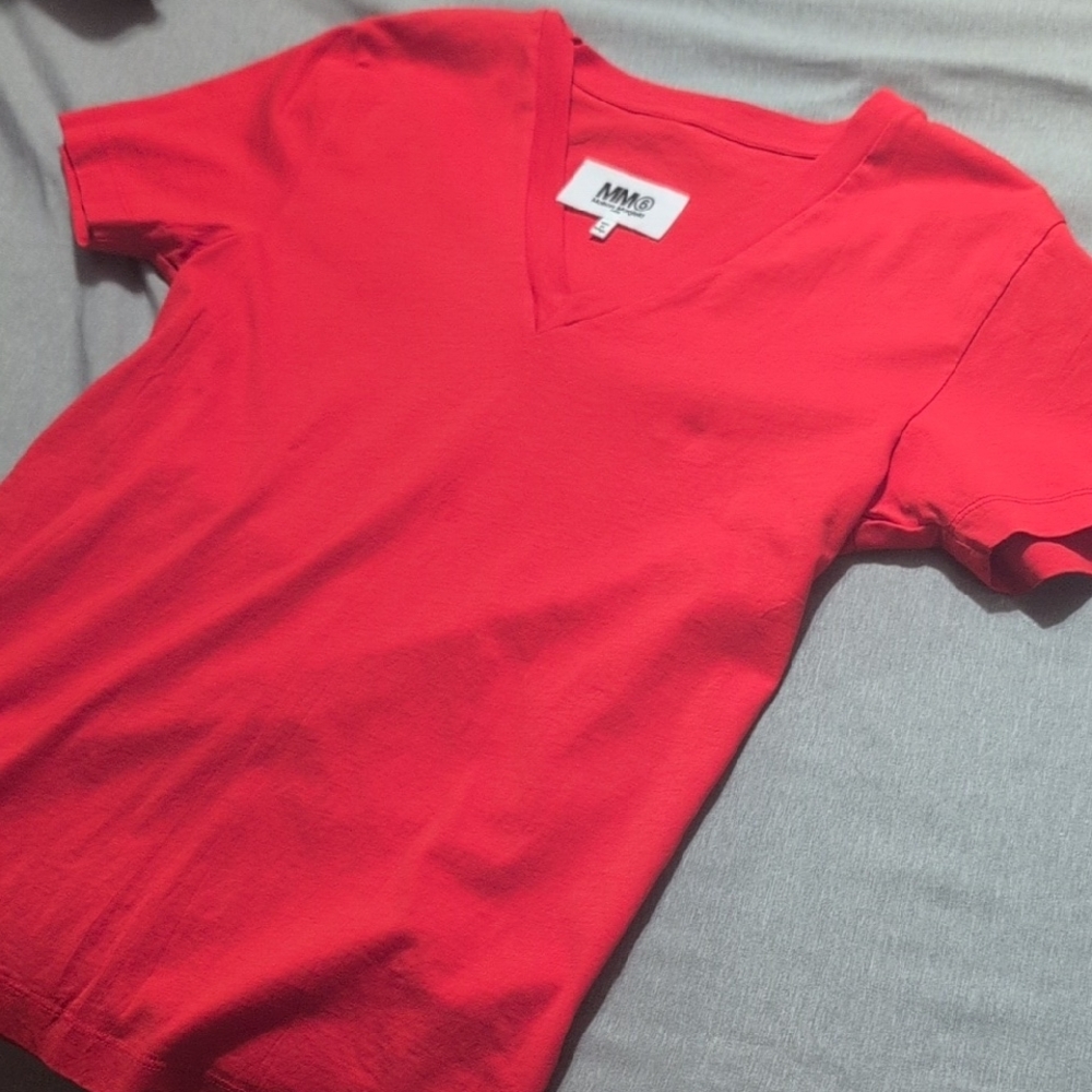 MM6 Maison Martin Margiela Vibrant Red V-Neck Top